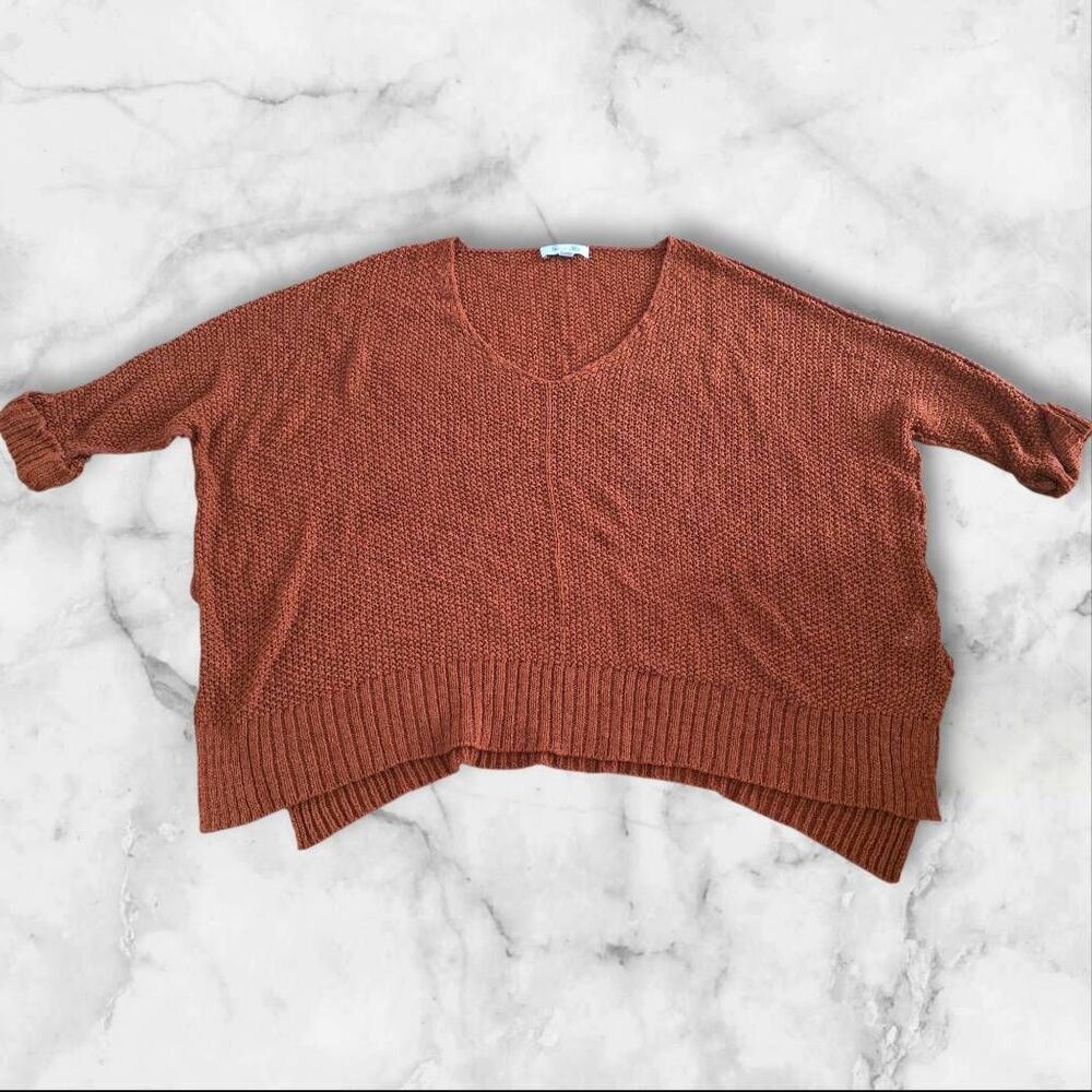 She & Sky Orange One Size Oversized Pullover